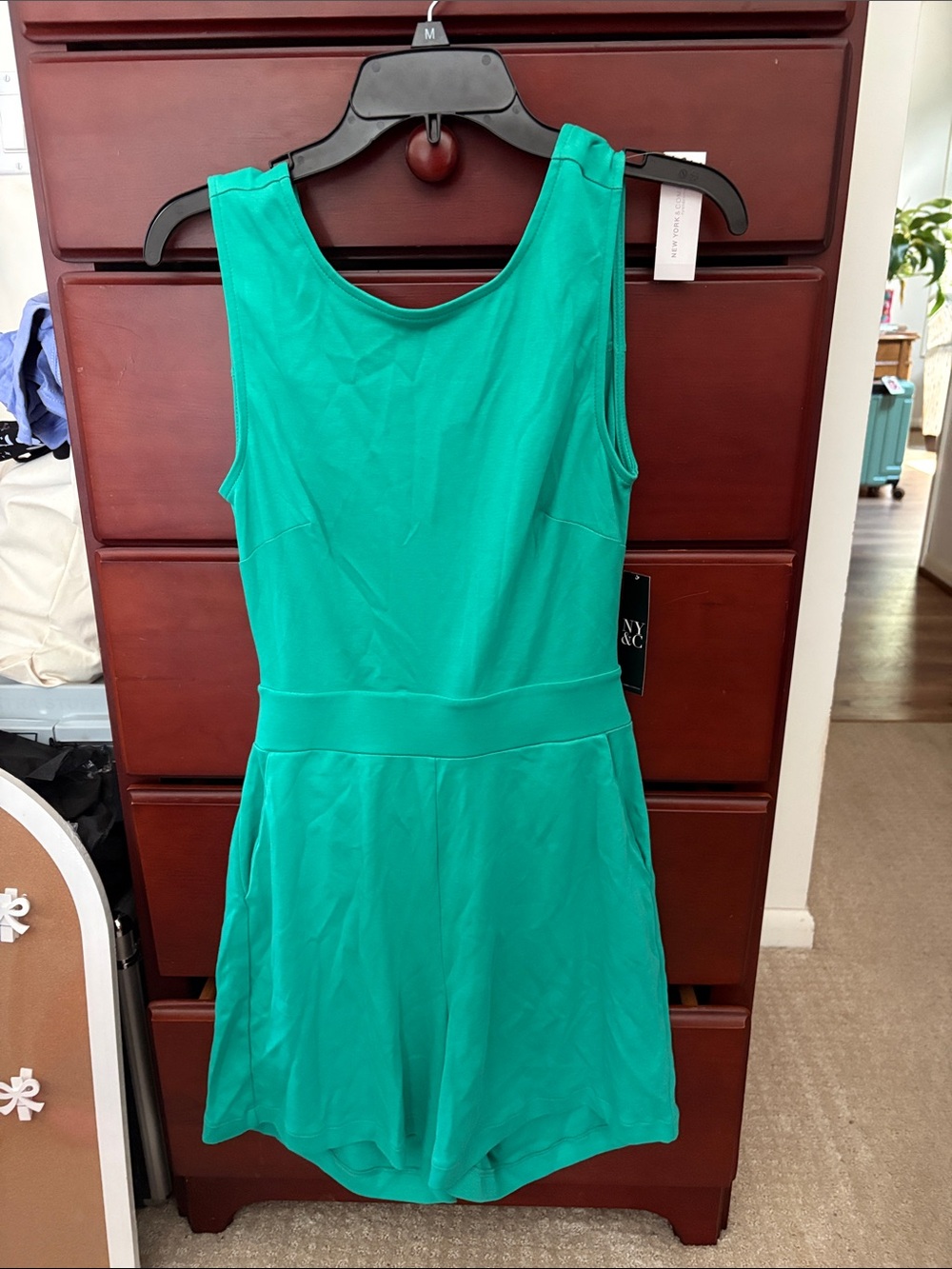 New York & Company Teal Sleeveless Romper